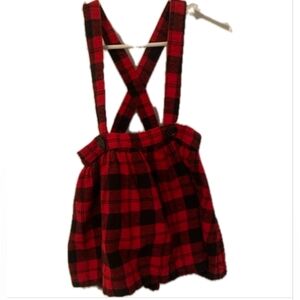 Red and Black Plaid Suspender Skirt